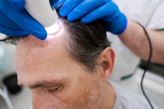 man getting hair loss